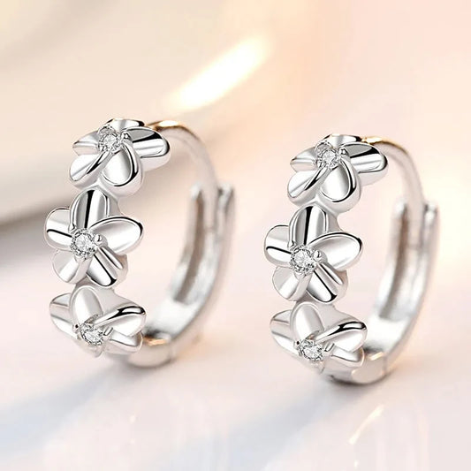 The Daisy Zirconia Flower Stud Earrings in 925 Sterling Silver